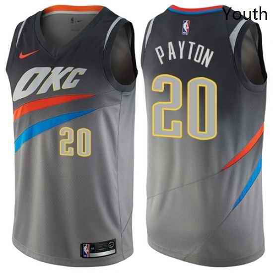 Youth Nike Oklahoma City Thunder 20 Gary Payton Swingman Gray NBA Jersey City Edition